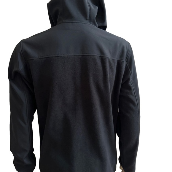 Reebok Mens Hybrid Softshell Fleece Jacket Hoodie Black YKK Zip Medium M - Picture 5 of 6